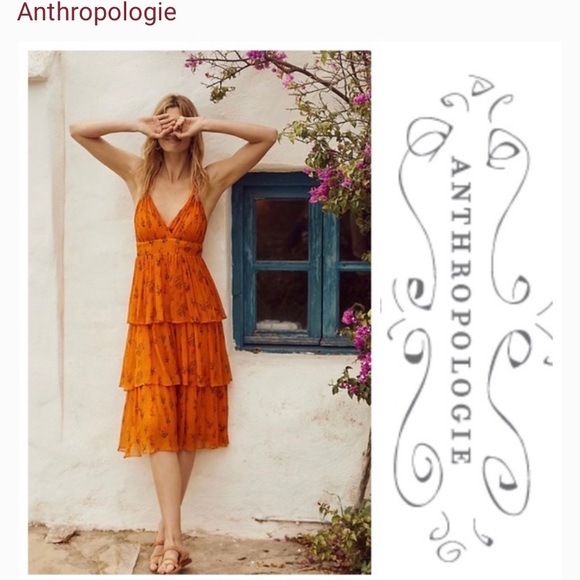NWT ANTHROPOLOGIE HALTER DRESS GORGEOUS! 16 - Picture 1 of 4